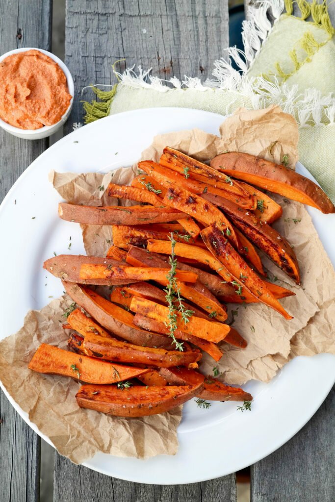Thyme Roasted Sweet Potato Fries with Sun Dried Tomato Ketchup