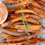 Thyme Roasted Sweet Potato Fries with Sun Dried Tomato Ketchup